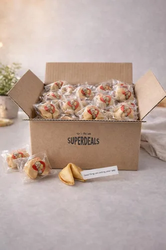 Galletas de la fortuna horneadas de Estados Unidos de primera calidad – Práctico paquete de 50 por SUPERDEALS, galletas de la fortuna envueltas