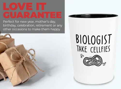 Miniatura 3 de Biologist Shot Glass 1.5oz - Los biólogos toman Cellfies - Científico Naturalista Zoólogo Ecologista Genetista Organismo Células Botánico