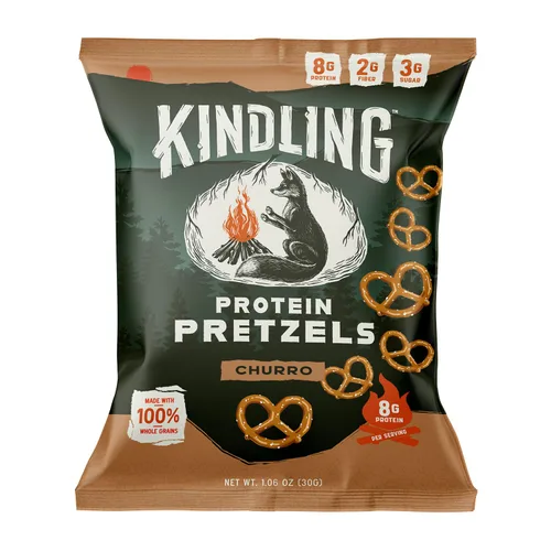 Miniatura 8 de Kindling Galletas de Pretzel con Proteína - Churro Bolsas de tamaño para bocadillos llenas de proteínas Kosher 8-9g de proteína por porción