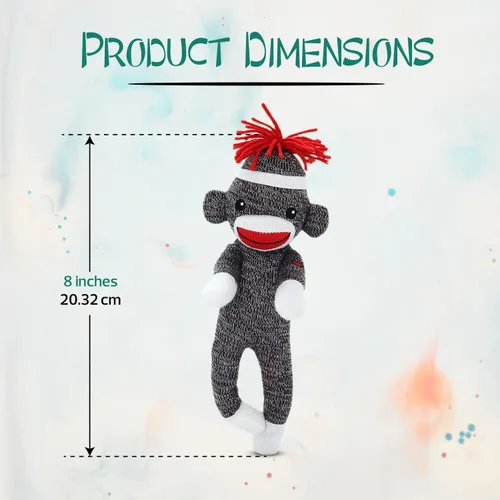 Miniatura 5 de Adorable mono calcetín de 8 pulgadas, el original juguete de peluche tradicional tejido a mano, regalo para niños, bebés, adolescentes, niñas