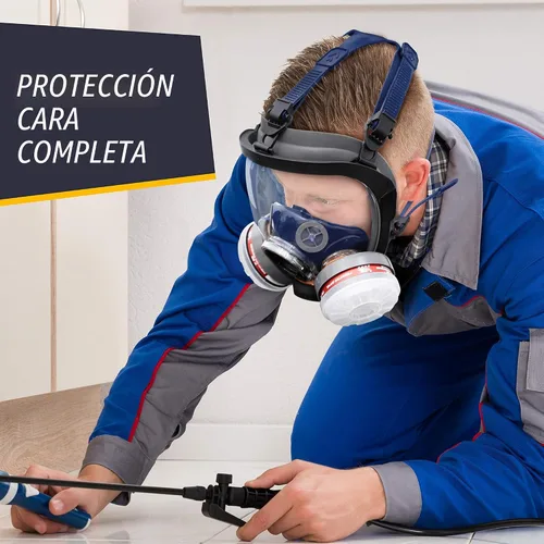 Miniatura 4 de Respirador de vapor orgánico de cara completa, protector de ojos y nariz con lente antivaho resistente y ajustable, respirador químico