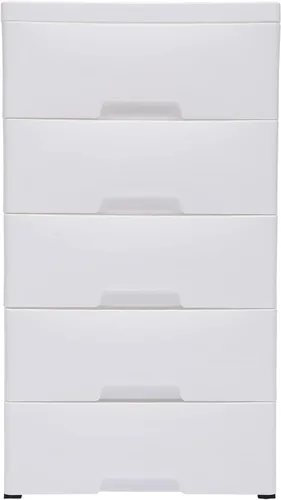 Miniatura 4 de Cajones de 5 capas con cerradura, cajonera con rueda universal desmontable, cómoda de almacenamiento de polipropileno para armario, dormitorio