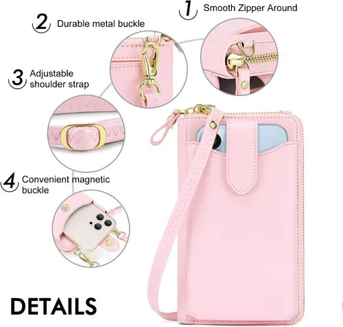 Miniatura 4 de Peacocktion - Bolso pequeño para teléfono celular, para mujeres, minibolso de hombro ligero para cruzarse por el cuello, con ranuras para tarjetas
