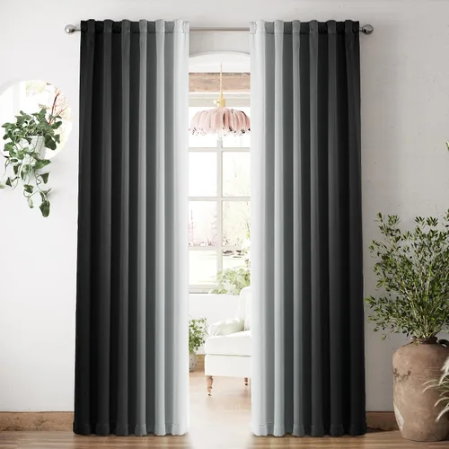 Miniatura 19 de Vangao Cortinas bohemias 100% opacas de 63 pulgadas de largo, para dormitorio, sala de estar, estampado geométrico, oscurecimiento de la habitación