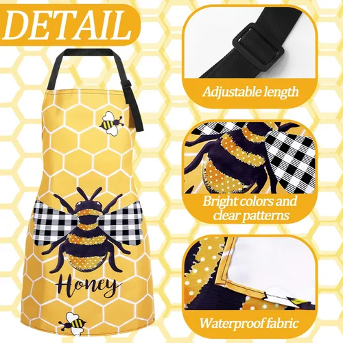 Miniatura 6 de Bencailor 6 Pcs Bee Sunflower Kitchen Set Include 4 Dish Towels and 2 Kitchen Aprons for Spring Summer Women Housewarming