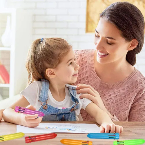 Miniatura 6 de Kaptin Paquete de 36 mini bolígrafos de plástico neón, bolígrafos retráctiles, bolígrafos multicolores, suministros escolares de oficina para niños