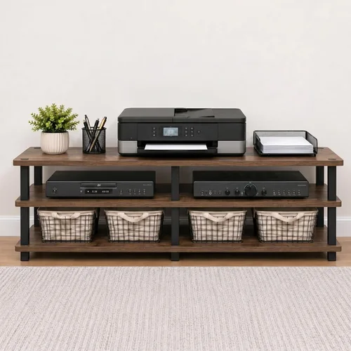 Miniatura 15 de Furinno TURN-S-TUBE - Soporte para TV, centro de entretenimiento de 3 niveles sin herramientas, consola de TV para televisores de hasta 46 pulgadas