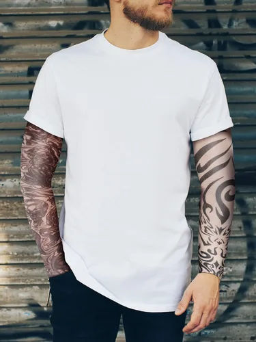 Miniatura 4 de Geyoga 18 piezas de mangas temporales de tatuaje para hombres mangas de brazo de enfriamiento protección UV sol antideslizante brazo cubierta