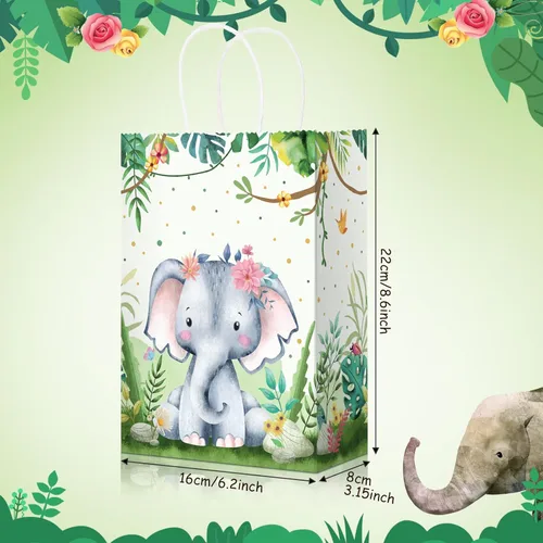 Miniatura 2 de Pajean Bolsas de Golosinas Safari Animales de la Selva Bolsas de Favores de Fiesta con Asas Estampado de Animales del Zoológico Dulces de Favores