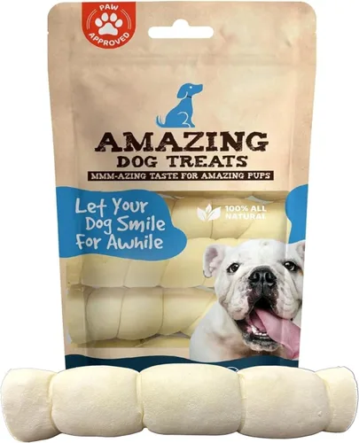 Miniatura 8 de Amazing Dog Treats - Rollos de mejillas de ternera (Mega gruesos de 4 pulgadas - 6 piezas) - Masticables alternativos seguros de cuero crudo