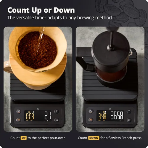 Miniatura 4 de Greater Goods Báscula de café con temporizador, báscula digital de precisión de 0.00 oz para café y café expreso para vertido, pesaje de granos