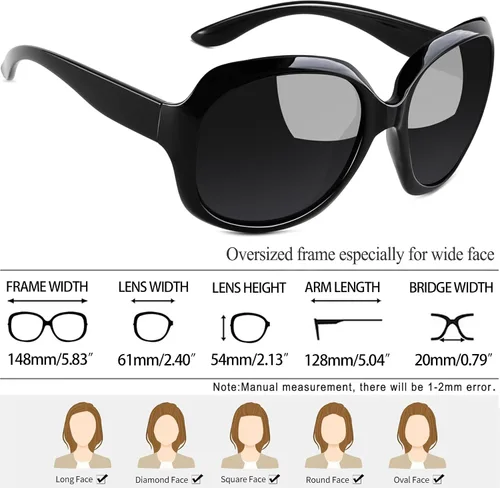 Miniatura 95 de Joopin Lentes de sol de gran tamaño para mujer, polarizados, grandes, para conducción, protección UV, grandes sombras