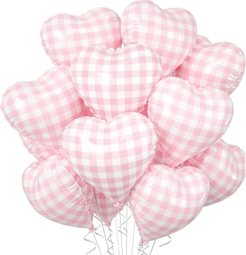 Miniatura 23 de Globos de corazón azul bebé, 10 piezas de globos en forma de corazón azul claro y blanco pastel, globos de papel de aluminio blanco arena crema