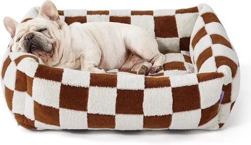 Miniatura 14 de LE SURE Bonita cama para perros y gatos pequeños, camas lavables para cachorros, acogedor sofá ortopédico rectangular para mascotas con felpa