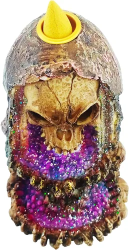 Miniatura 8 de Fantasy Gifts Quemador de incienso Geode Skull Back Flow w/LED - 6.5