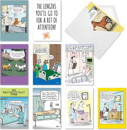 Miniatura 7 de NobleWorks Juego de 10 tarjetas de felicitación divertidas con sobres de 5 x 7 pulgadas (10 diseños, 1 cada uno) Ordenes del médico AC7848GWG-B1x10