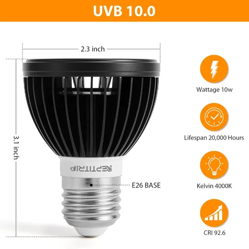 Miniatura 6 de REPTITRIP Luz UVB para reptiles, bombilla UVB 5W 10.0 UVB lámpara LED, bombilla de reptil, proporciona suficiente exposición UVB para reptiles que