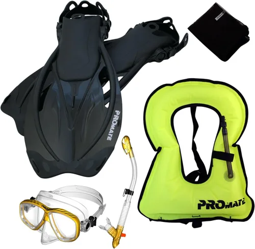 Miniatura 3 de Promate Chaleco de buceo Máscara de purga Aletas de snorkel seco Juego de bolsa de malla