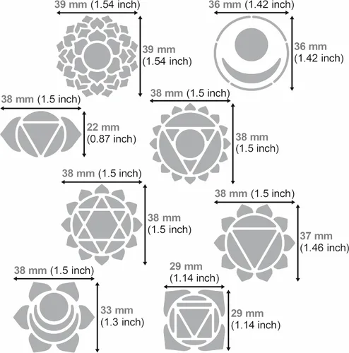 Miniatura 3 de Aleks Melnyk No.415 Plantilla de metal, chakras, mandala, yoga, símbolos para meditación, Om, geometría sagrada, plantilla para leña, grabado