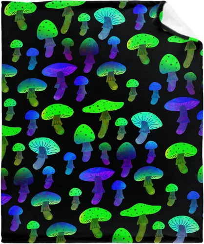 Miniatura 10 de Manta de hongos, ultra suave, cálida y ligera, de franela de forro polar con microhongos, para cama, sofá, regalo de viaje, decoración de hongos