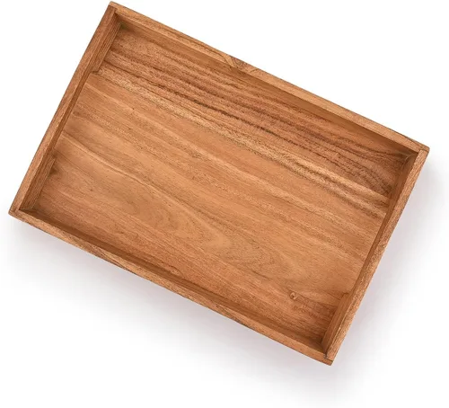 Miniatura 4 de Samhita Bandeja de madera de acacia con asas, bandeja de madera, bandeja de aperitivos, bandeja de desayuno, ideal para desayuno, mesas de café