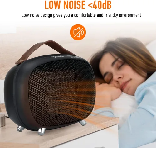 Miniatura 6 de Calentador de Espacio, Teioe Mini Calentador de Espacio Eléctrico 800W/400W, Pequeño Calentador de Cerámica PTC con Protección contra Vuelco y Blanco