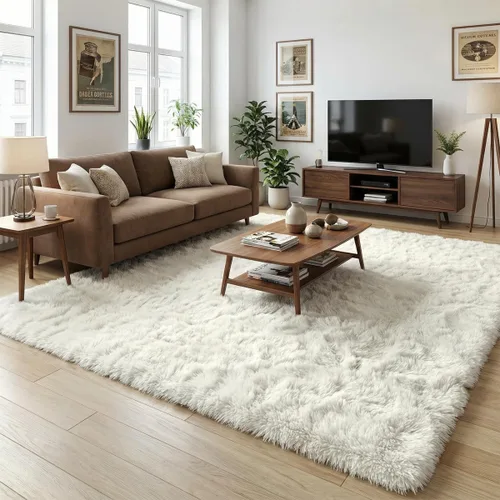 Miniatura 12 de Alfombra suave y esponjosa para dormitorio, alfombra de felpa lanuda de 7 x 10, alfombra antideslizante y mullida para sala de estar, habitación