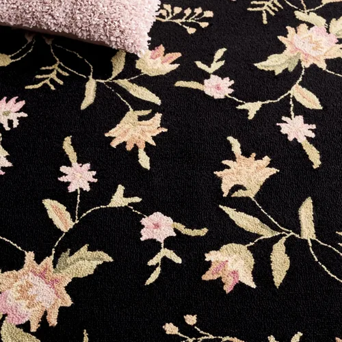 Miniatura 6 de SAFAVIEH Chelsea Collection - Alfombra decorativa de 1 pies 8 pulgadas x 2 pies 6 pulgadas, color negro, lana de campo francesa enganchada a mano