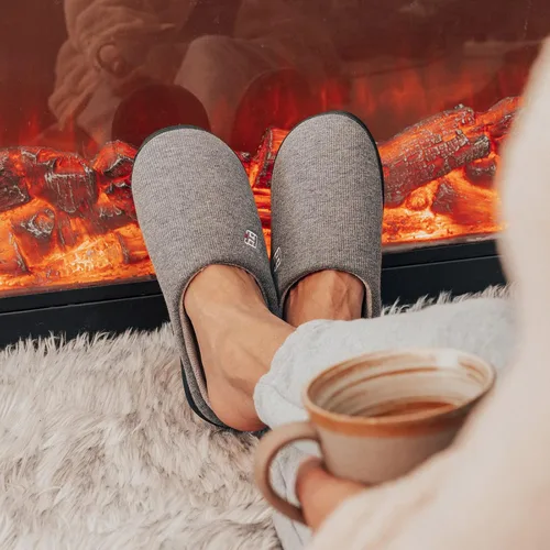 Miniatura 2 de HomeIdeas Men's Coral Fleece Lining with High Density Memory Foam Classicism Slip-on Slipper
