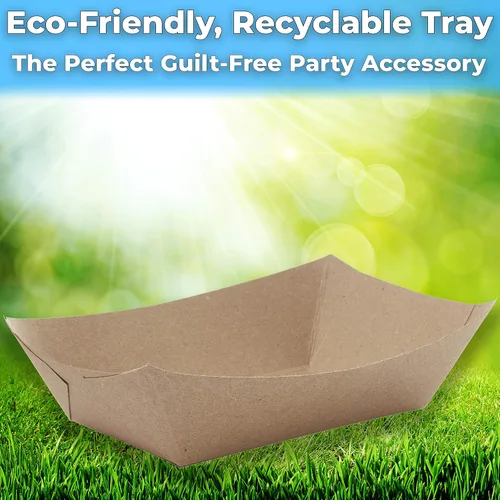 Miniatura 2 de Avant Grub Bandejas ecológicas para alimentos de 3 libras, paquete de 50 unidades. Platos de papel kraft compostables para comensales o soportes