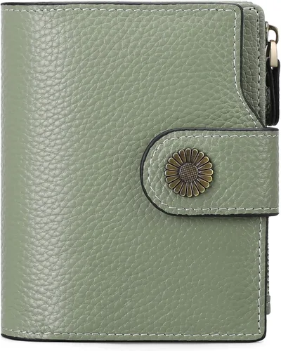 Miniatura 12 de FALAN MULE Cartera pequeña para mujer, de piel, plegable, compacta, pequeña, con bloqueo RFID, amarillo, antiguo (Antique Yellow), Cartera Rfid