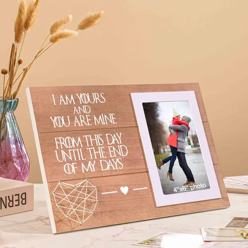Miniatura 5 de NZY Regalo de prometida/prometido, regalo para novia y novio, regalo de compromiso, regalo de Día de San Valentín y Navidad, marco de fotos