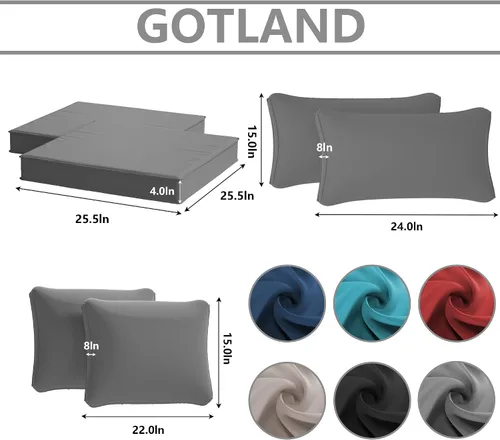 Miniatura 2 de Gotland Fundas de repuesto para cojines de patio, fundas de cojín para exteriores, funda impermeable para asiento de silla para sofá, muebles, Gris