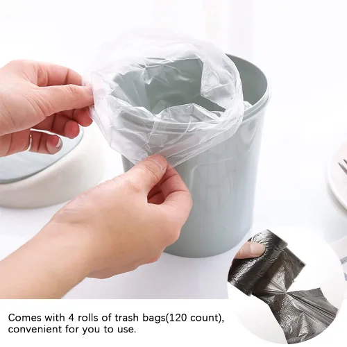 Miniatura 4 de SITAKE 2 cubos de basura de plástico con 120 bolsas de basura, pequeño cubo de basura de escritorio con tapa abatible para el hogar, oficina