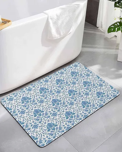 Tapete de baño azul europeo para bañera, antideslizante, de secado rápido y absorbente, tierra de diatomeas, fregadero de cocina, ducha, lavable,