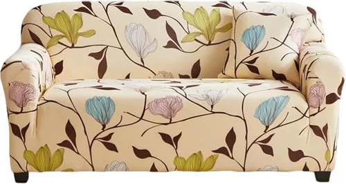 Funda de sofá elástica, funda de asiento en forma de L, funda de sofá, funda para silla reclinable, chaise, silla, 1/2/3/4 asientos (flores beige, 1