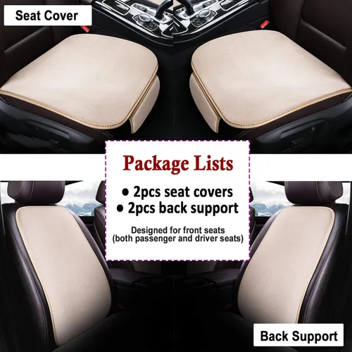 Miniatura 2 de Fundas de asiento de automóvil de invierno solo para asientos delanteros, cojín de asiento de automóvil de piel de oveja con soporte trasero