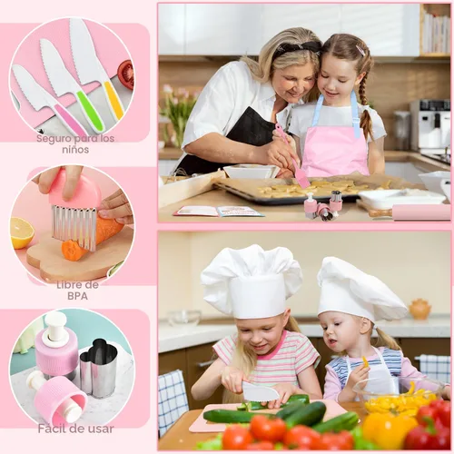 Miniatura 3 de 37 piezas de juegos de cocina para niños reales, juego de regalo de cocina y horneado para niños con estuche de almacenamiento, temporizador