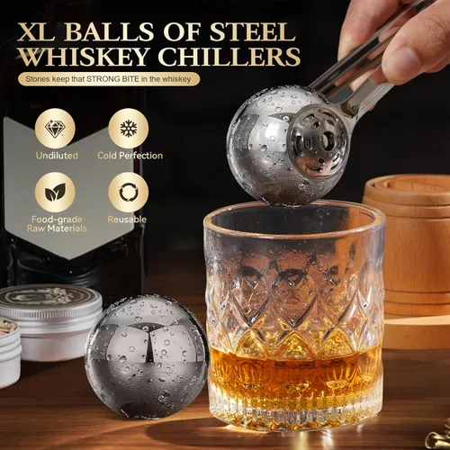 Miniatura 4 de Kit de ahumador de whisky con antorcha, kit de ahumador de cóctel a la antigua moda con chips de madera de 6 sabores, 2 bolas de hielo de acero