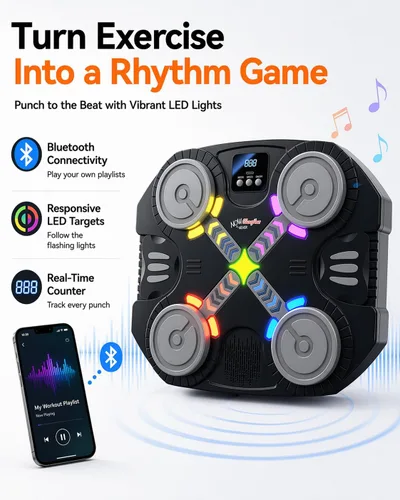 Miniatura 2 de Music Boxing Machine for Kids-Interactive Wall Mounted Punching Target with Sound & Lights,Smart Boxing Trainer Machine Fitness Game Gymnastics