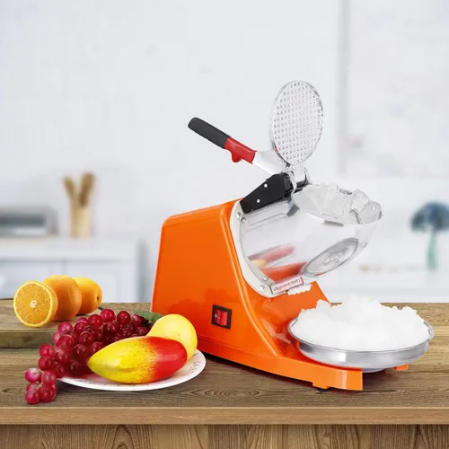 Miniatura 3 de SUPER DEAL Máquina de afeitar de hielo eléctrica de 300 W mejorada para hacer cono de nieve, 200 libras (naranja)