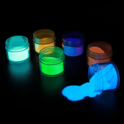 Miniatura 2 de Pigmento en polvo que brilla en la oscuridad con linterna, juego de tinte en polvo luminoso de 4.23 oz, 0.7 onzas cada uno, colores neutros y 6
