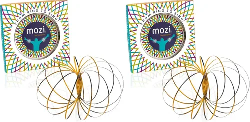 Mozi Pulsera geométrica de flujo mágico, fácil de usar, juguete en espiral 3D, pulsera giratoria para niños y adultos (negro y dorado) (paquete de 2)