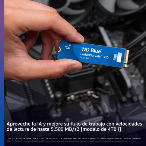 Miniatura 2 de Western Digital 1TB WD Blue SN5000 NVMe - Unidad de estado sólido interna SSD - PCIe Gen 4.0, M.2 2280, hasta 5,150 MB/s - WDS100T4B0E