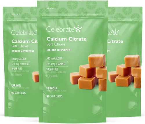 Miniatura 12 de Celebrate Vitamins Bariatric - Masticables suaves de citrato de calcio de 500 mg con 500 UI de vitamina D3 – Esencial para pacientes con bypass