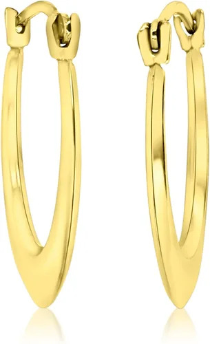Miniatura 2 de 14K Yellow Gold Small 1x8mm-11mm Oval or Octagonal petite Lightweight Huggie Hoop Earrings