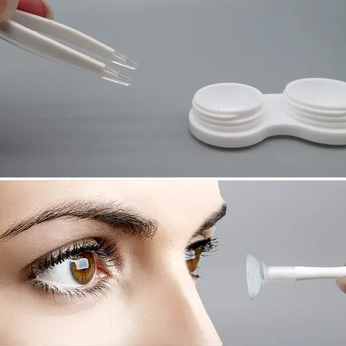 Miniatura 3 de Vastsoon Estuche para Lentes de Contacto, Lindo Kit de Aplicador de Lentes de Contacto de Tamaño de Viaje con Espejo, Herramienta Removedora