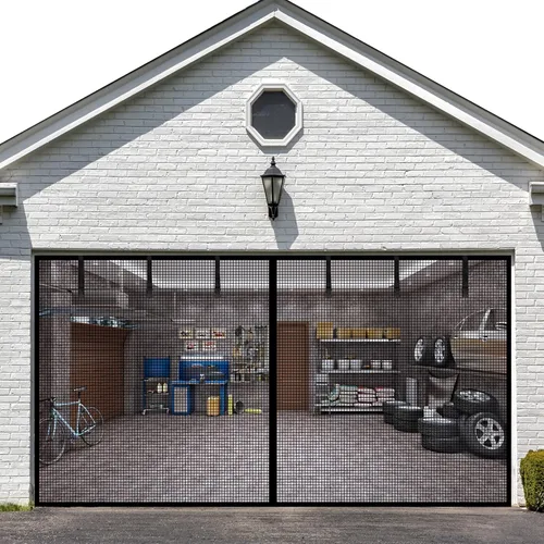 Miniatura 9 de LIAMST Pantalla para puerta de garaje de 16 x 9 pies, 2 puertas de garaje de automóvil, pantalla de puerta de fibra de vidrio reforzada, imanes