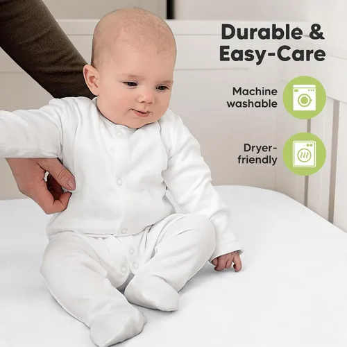 Miniatura 7 de KeaBabies Paquete de 2 sábanas orgánicas para cuna para niños y niñas, sábana bajera ajustable de 52 x 28 pulgadas, funda de algodón de jersey Rosa