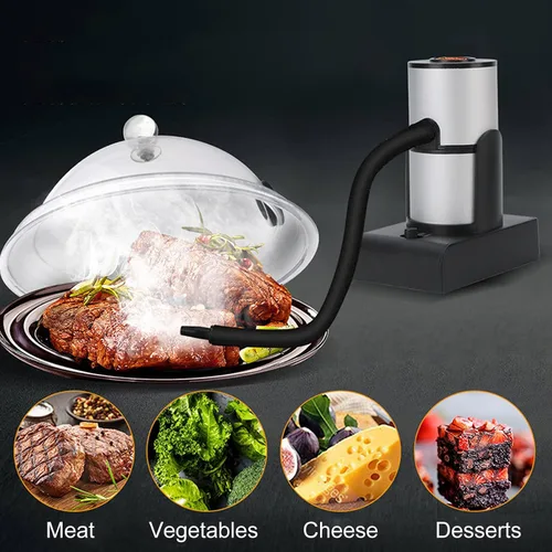 Miniatura 2 de Ahumador de alimentos, infusor portátil de humo de alimentos, máquina eléctrica ligera para ahumar pescados, mariscos, gastronomía molecular